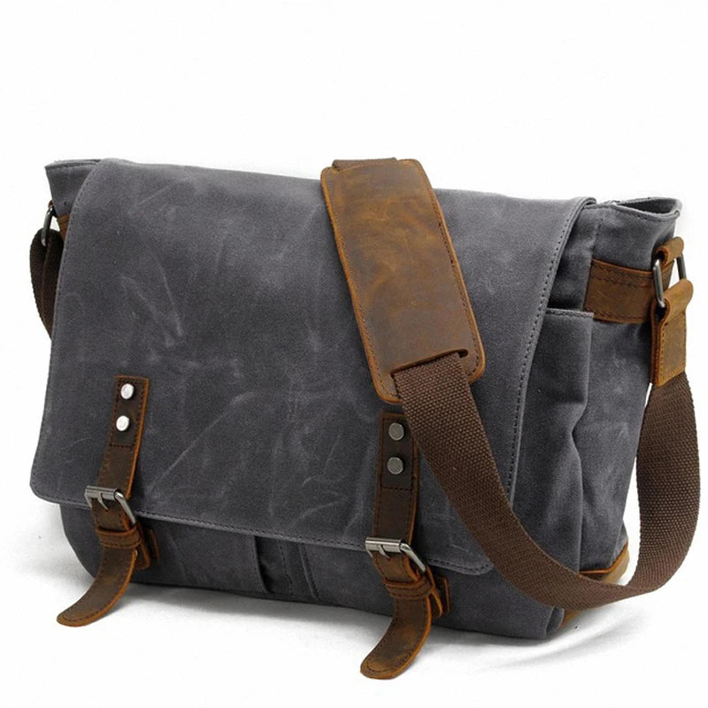 New Fashion Thick Wax Canvas Men Shoulder bag Messenger bag Men Crossbody Bag Vintage male Leisure Sling bag Casual Boy BagshotStore