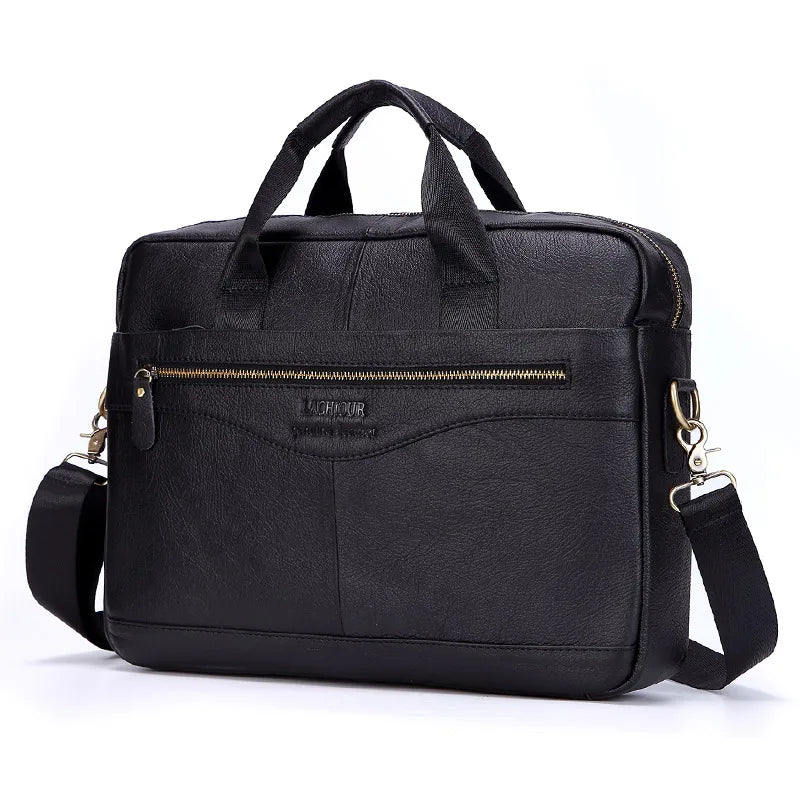 Men Genuine Leather Handbags Casual Leather Laptop Bags Male Business Travel Messenger Bags Men's Crossbody Shoulder Bag BagshotStore