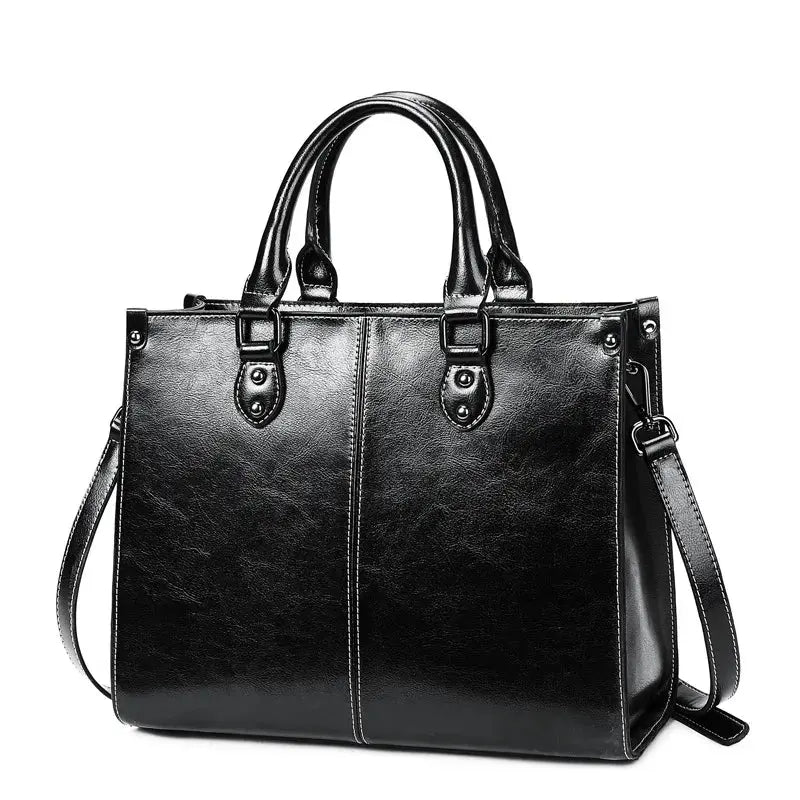 Sac à main cuir Madison noir box géométrique chic