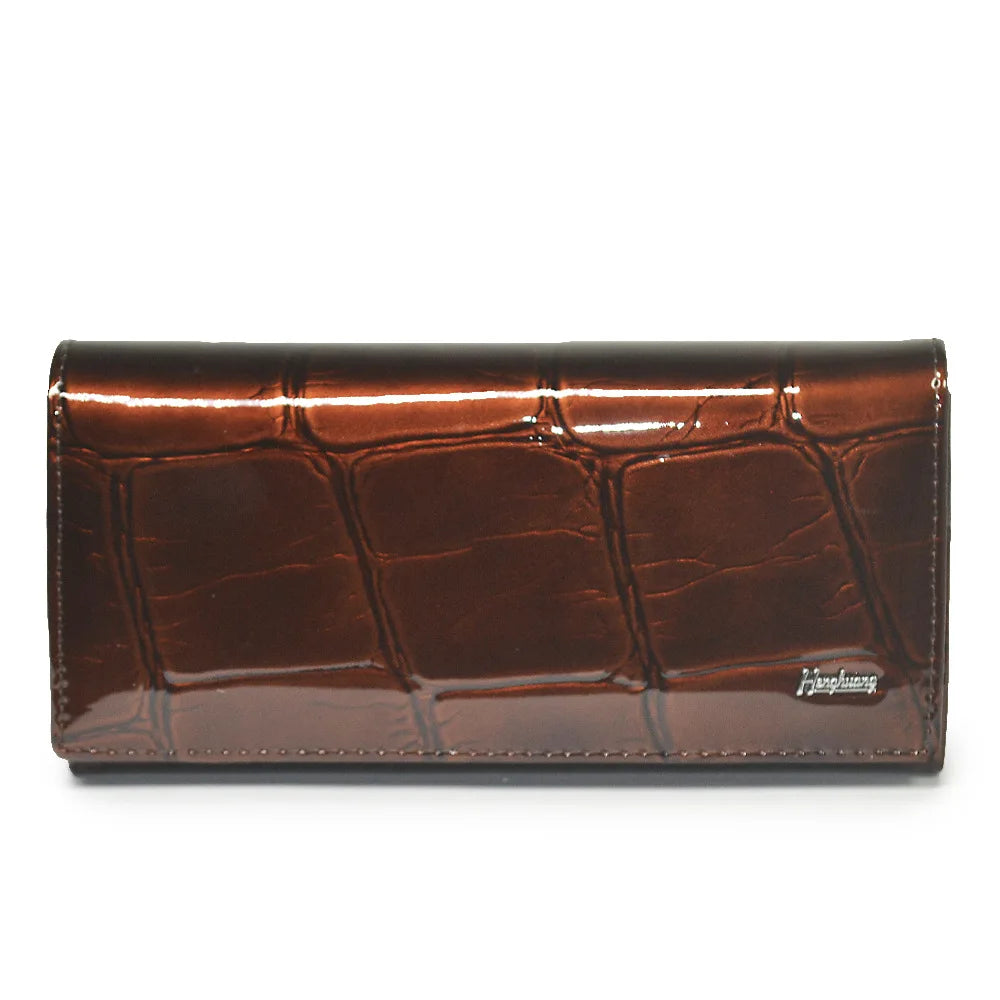 Portefeuille long femme en cuir véritable – Motif pierre, élégant et pratique BagshotStore