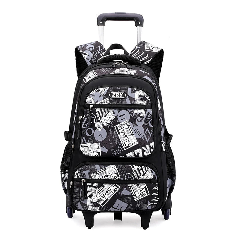 Sac à dos scolaire à roulettes pour garçons – Grand format, polyester résistant BagshotStore