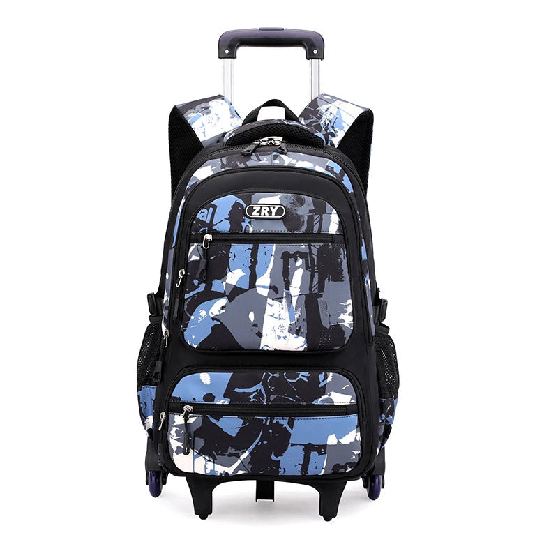 Sac à dos scolaire à roulettes pour garçons – Grand format, polyester résistant BagshotStore