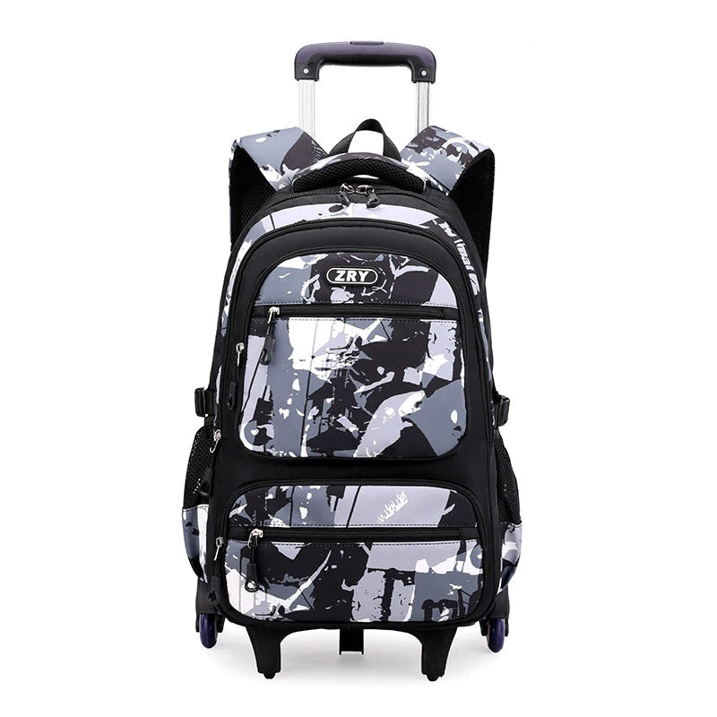 Sac à dos scolaire à roulettes pour garçons – Grand format, polyester résistant BagshotStore