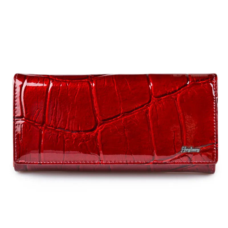 Portefeuille long femme en cuir véritable – Motif pierre, élégant et pratique BagshotStore