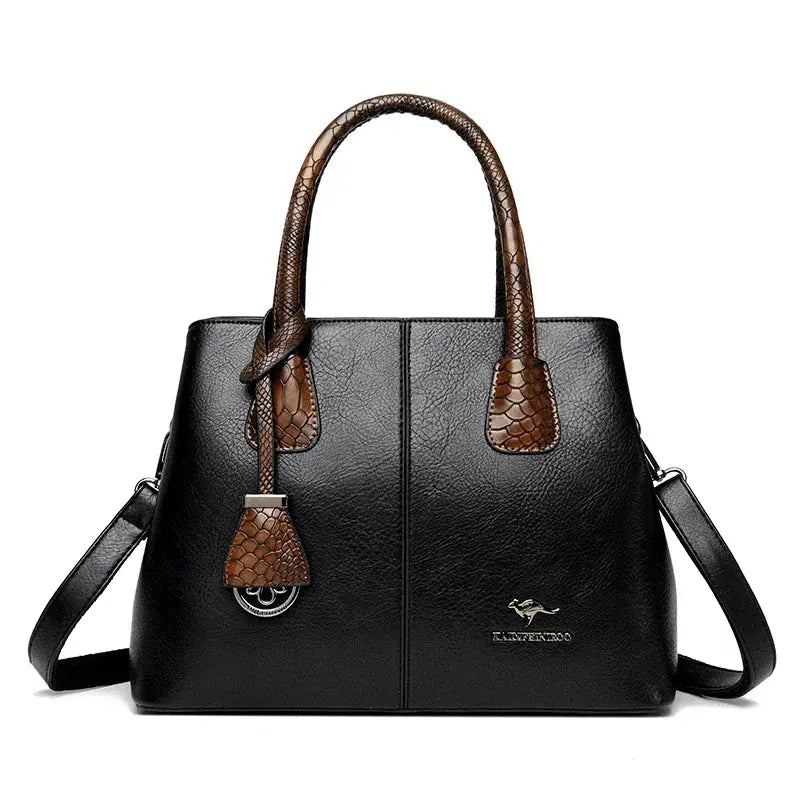 Sac Boston Sienna noir serpent porté épaule bandoulière