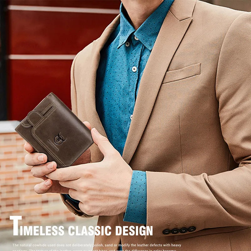 BULLCAPTAIN 100% Genuine Leather Men's Rfid Wallet Multifunctional Storage Bag Coin Purse Wallet Card Case BagshotStore