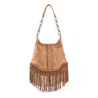 Annmouler Vintage Women Handbags PU Leather Tote Bag with Leather Tassel High Qualtiy Bag for Women Gifts(pu+leather) BagshotStore