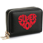 Women's Short Double-Zip PU Leather Wallet Fashion Heart Print Pattern Multi-Card Slot Dual Layer Zipper Clutch BagshotStore