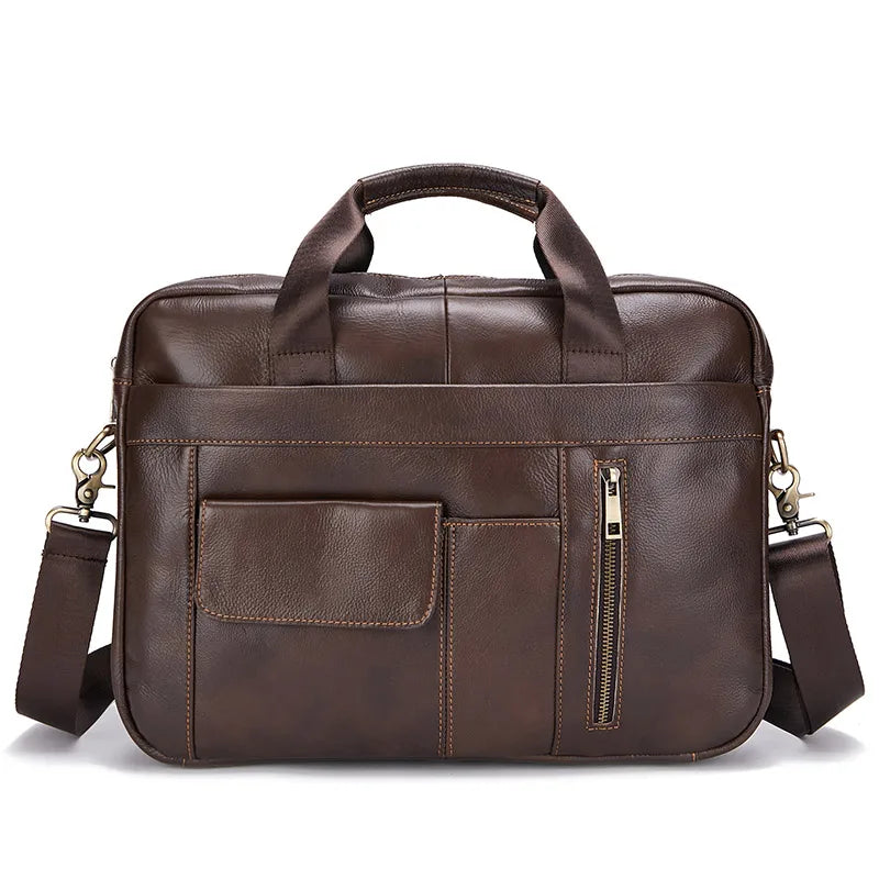 Men Genuine Leather Handbags Casual Leather Laptop Bags Male Business Travel Messenger Bags Men's Crossbody Shoulder Bag BagshotStore