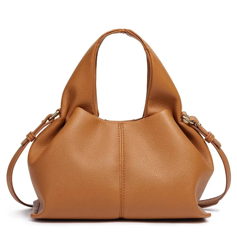 Cloud Shaped Fashion Handbag Single Shoulder Crossbody Underarm Dumpling Bag French Retro Style 2025 Bulingen Soft PU Leather BagshotStore