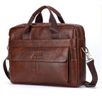 Men Genuine Leather Handbags Casual Leather Laptop Bags Male Business Travel Messenger Bags Men's Crossbody Shoulder Bag BagshotStore