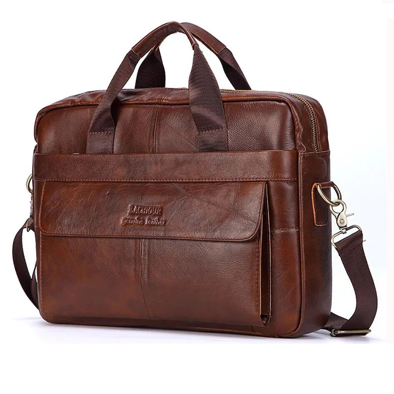 Men Genuine Leather Handbags Casual Leather Laptop Bags Male Business Travel Messenger Bags Men's Crossbody Shoulder Bag BagshotStore
