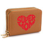 Women's Short Double-Zip PU Leather Wallet Fashion Heart Print Pattern Multi-Card Slot Dual Layer Zipper Clutch BagshotStore