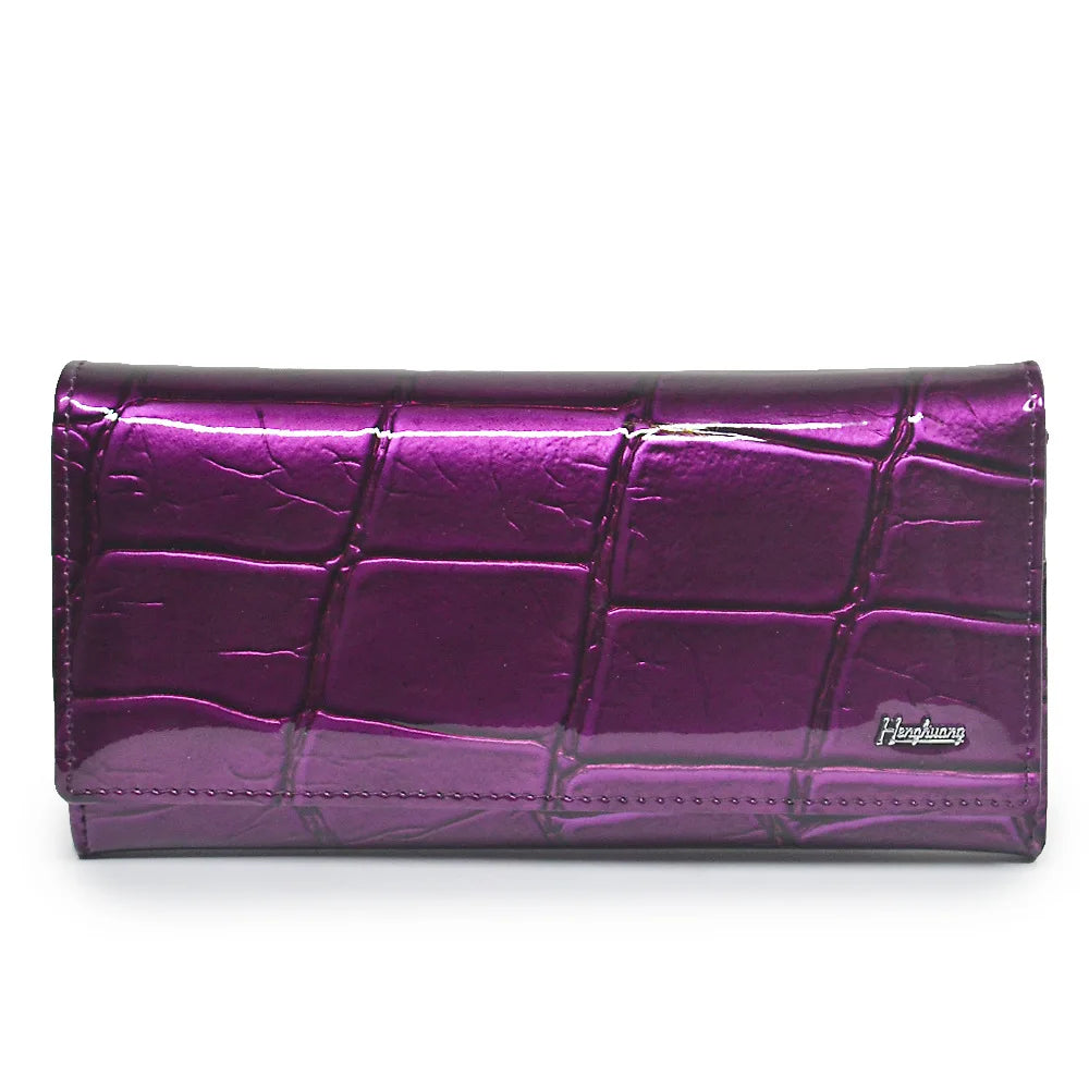 Portefeuille long femme en cuir véritable – Motif pierre, élégant et pratique BagshotStore