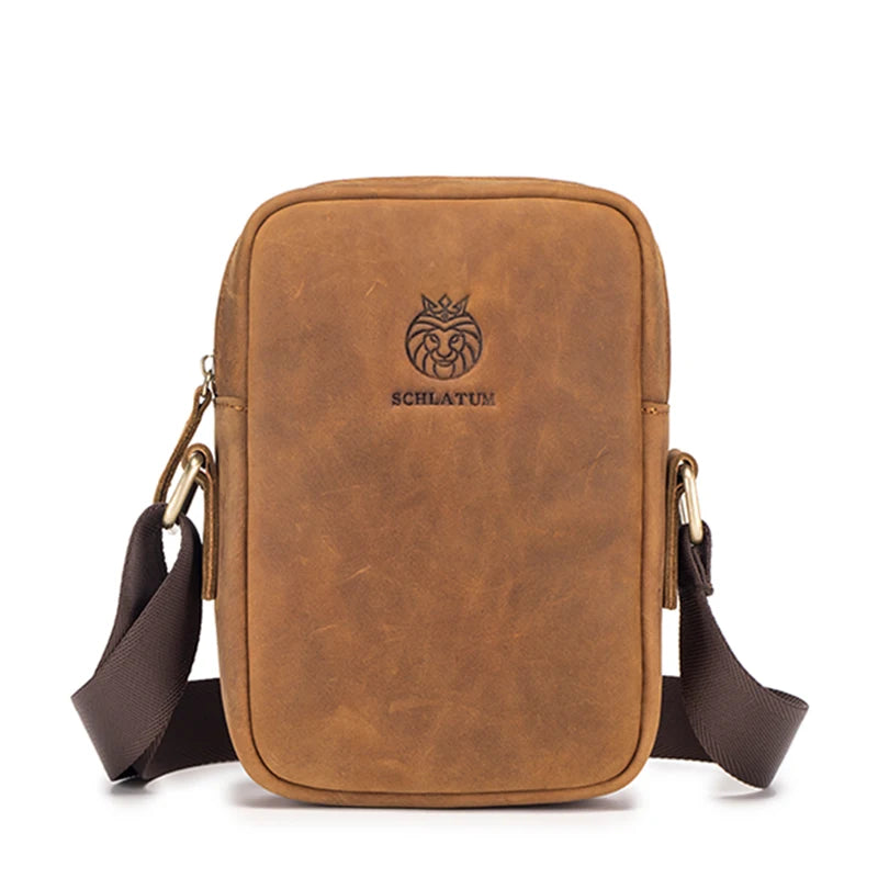SCHLATUM Casual Men's Shoulder Bags Business Messenger Bag high-Quality Men's Crazy Horse hide Bag's Mini Large Capacity Pocket BagshotStore