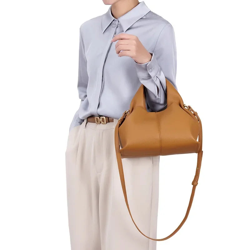 Cloud Shaped Fashion Handbag Single Shoulder Crossbody Underarm Dumpling Bag French Retro Style 2025 Bulingen Soft PU Leather BagshotStore