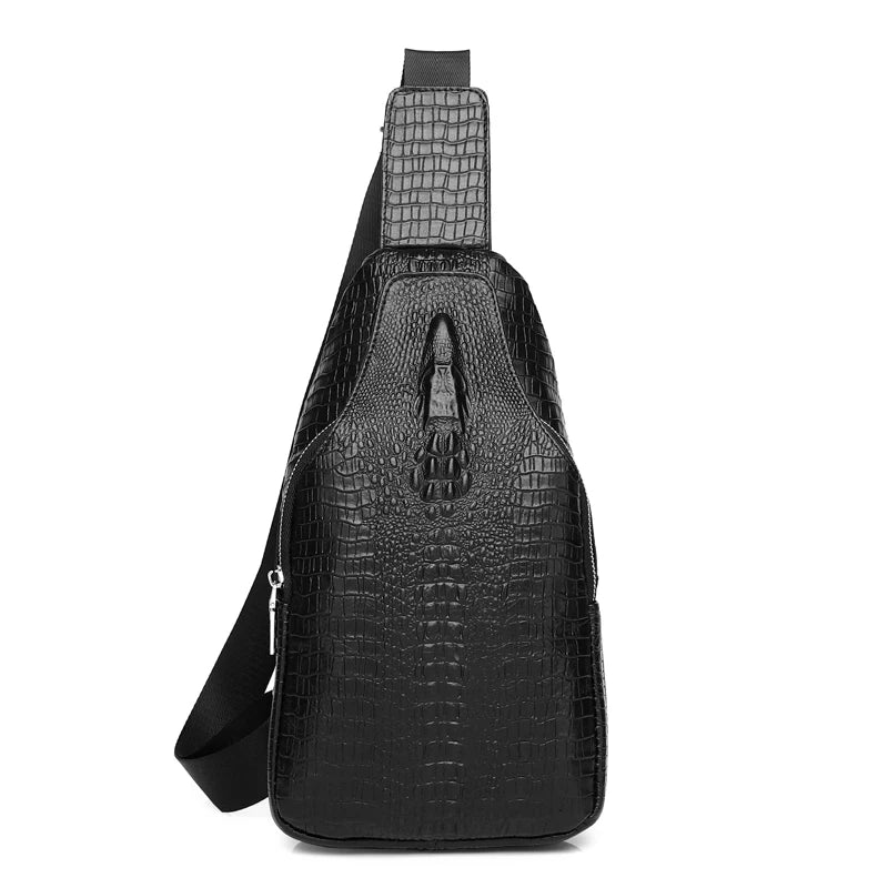 SCHLATUM men's Genuine Leather vintage Crocodile Pattern Chest Bag luxury men crossbody Travel bag multifunction sling bags BagshotStore
