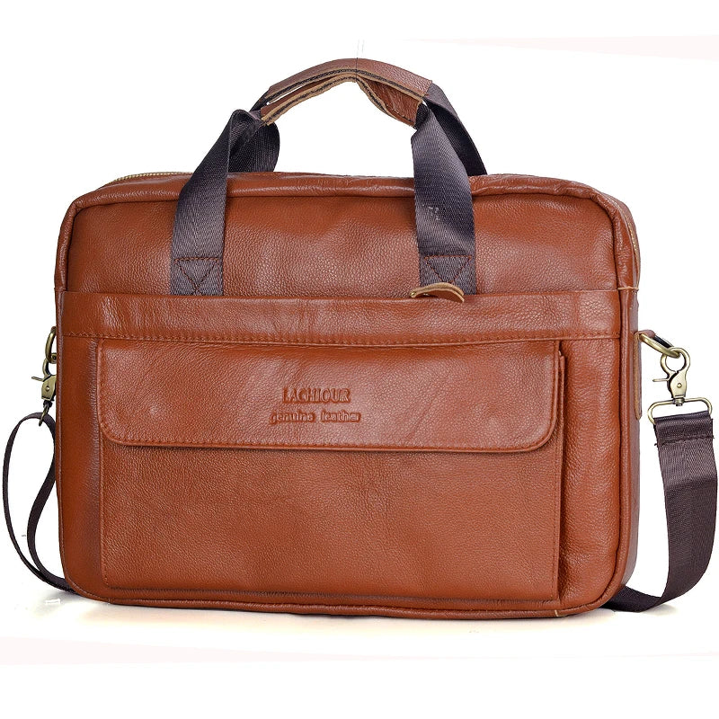 Men Genuine Leather Handbags Casual Leather Laptop Bags Male Business Travel Messenger Bags Men's Crossbody Shoulder Bag BagshotStore