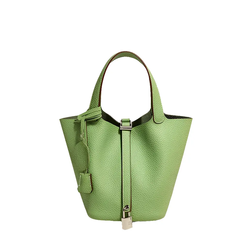 Sac seau femme cuir premium Capri vert clair BagshotStore