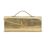 Sac baguette soirée femme Orphéa or brillant avec chaîne dorée BagshotStore